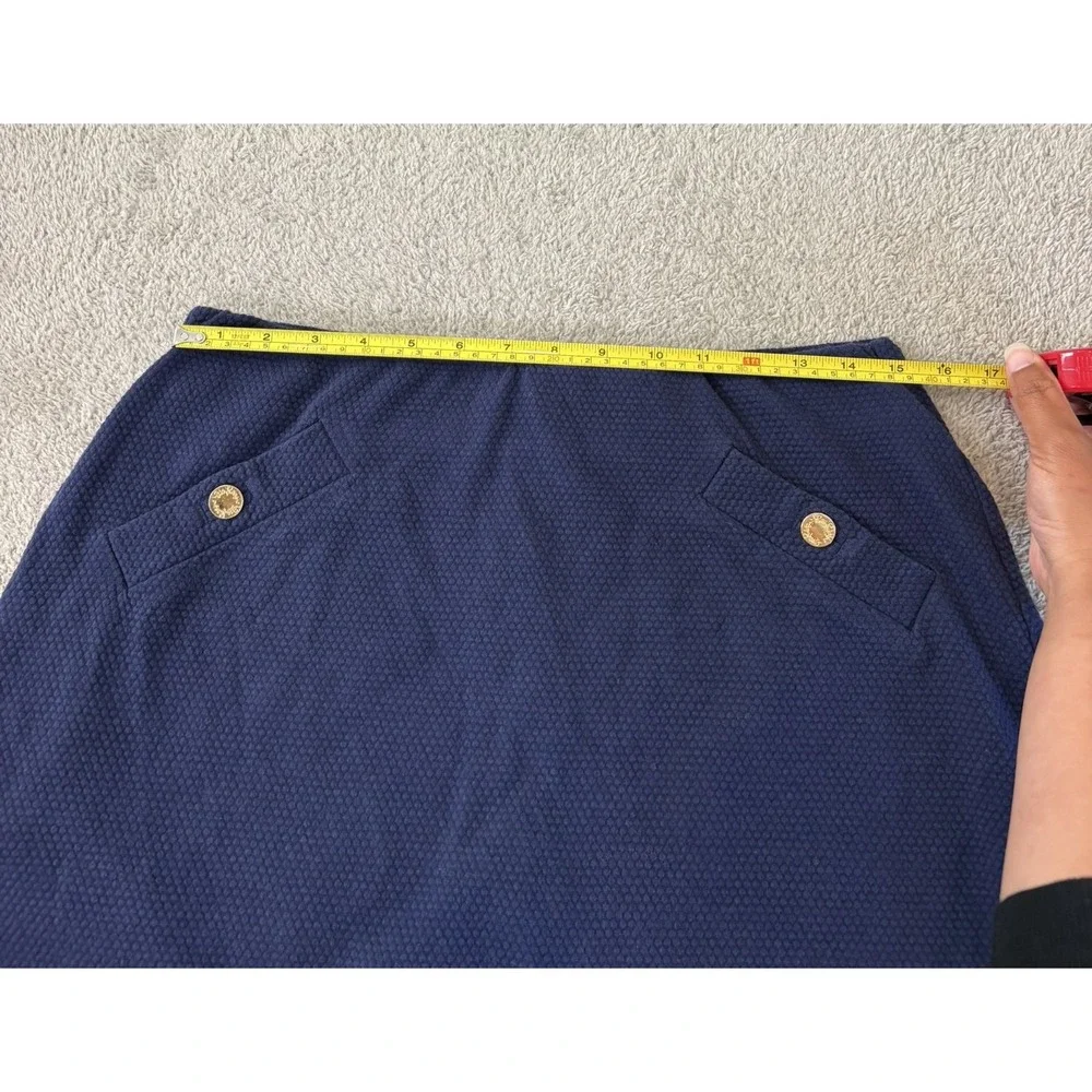 Lilly Pulitzer Madison Navy Textured Knit Skort Medium Gold Button Mini Pull On